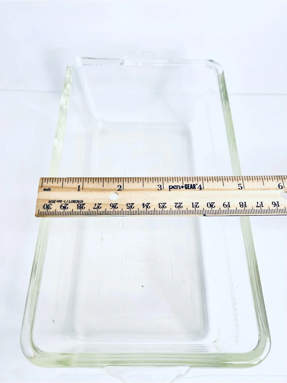Vintage Glasbake 254 Refrigerator Dish Clear Glass Embossed Lid 1.5 Qt USA